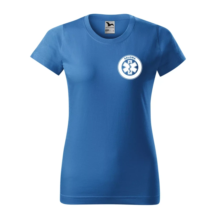 Koszulka damska BASIC 134 medyczna z krótkim rękawem z logo na sercu i plecach z nadrukiem SALOWA logo 160 gm² koszulka krótki rękaw WSZYSTKIE KOLORY  (17).webp