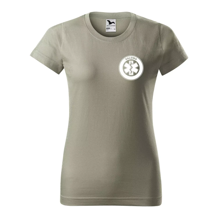 Koszulka damska BASIC 134 medyczna z krótkim rękawem z logo na sercu i plecach z nadrukiem SALOWA logo 160 gm² koszulka krótki rękaw WSZYSTKIE KOLORY  (20).webp