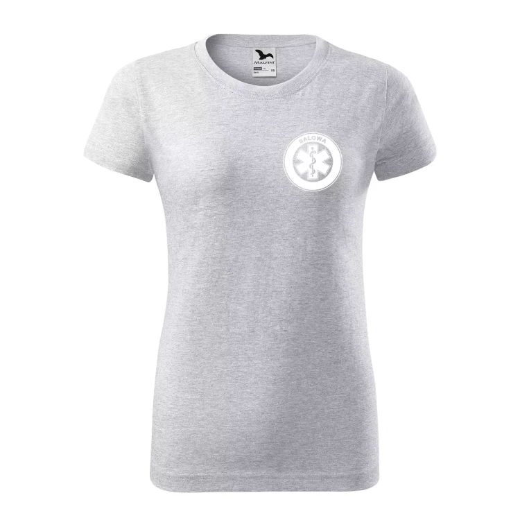 Koszulka damska BASIC 134 medyczna z krótkim rękawem z logo na sercu i plecach z nadrukiem SALOWA logo 160 gm² koszulka krótki rękaw WSZYSTKIE KOLORY  (21).webp