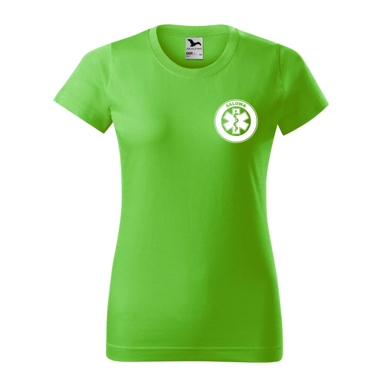 Koszulka damska BASIC 134 medyczna z krótkim rękawem z logo na sercu i plecach z nadrukiem SALOWA logo 160 gm² koszulka krótki rękaw WSZYSTKIE KOLORY  (22).webp