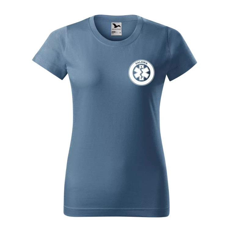 Koszulka damska BASIC 134 medyczna z krótkim rękawem z logo na sercu i plecach z nadrukiem SALOWA logo 160 gm² koszulka krótki rękaw WSZYSTKIE KOLORY  (28).webp