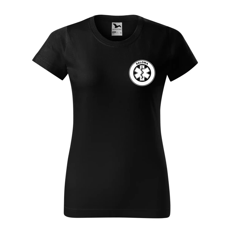 Koszulka damska BASIC 134 medyczna z krótkim rękawem z logo na sercu i plecach z nadrukiem SALOWA logo 160 gm² koszulka krótki rękaw WSZYSTKIE KOLORY  (31).webp