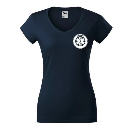 Koszulka damska Fit V-neck 162 medyczna z krótkim rękawem z logo na sercu i plecach z nadrukiem SALOWA logo 180 gm² koszulka krótki rękaw WSZYSTKIE KOLORY (3).webp