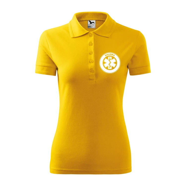 Koszulka damska polo z logo na sercu i plecach z nadrukiem SALOWA logo firmy 200 gm² Pique Polo 210 koszulka polo WSZYSTKIE KOLORY (4).webp
