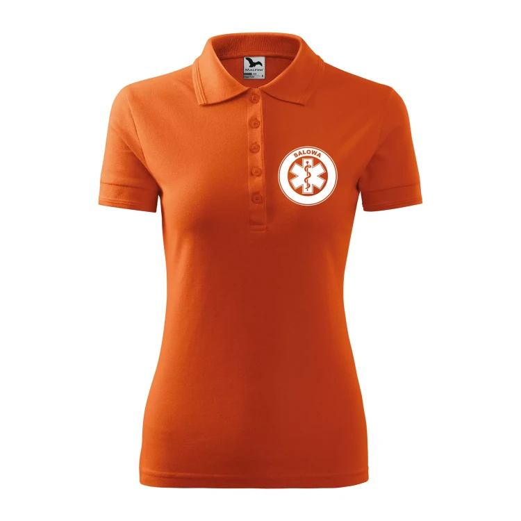 Koszulka damska polo z logo na sercu i plecach z nadrukiem SALOWA logo firmy 200 gm² Pique Polo 210 koszulka polo WSZYSTKIE KOLORY (9).webp