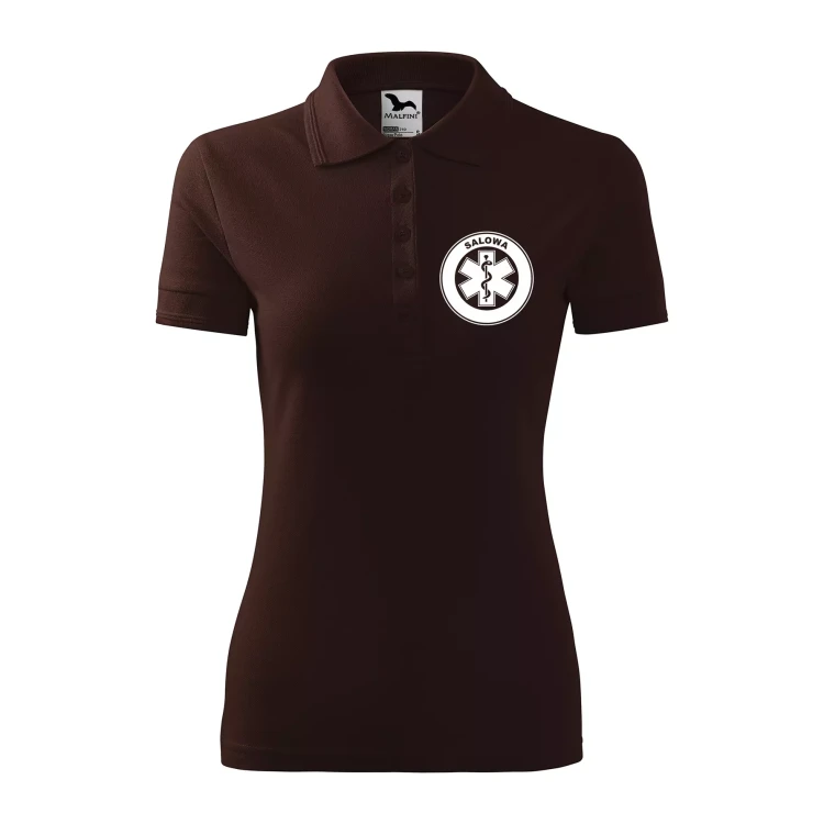 Koszulka damska polo z logo na sercu i plecach z nadrukiem SALOWA logo firmy 200 gm² Pique Polo 210 koszulka polo WSZYSTKIE KOLORY (14).webp