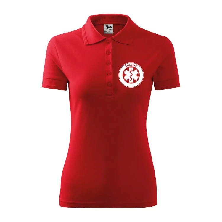 Koszulka damska polo z logo na sercu i plecach z nadrukiem SALOWA logo firmy 200 gm² Pique Polo 210 koszulka polo WSZYSTKIE KOLORY (19).webp