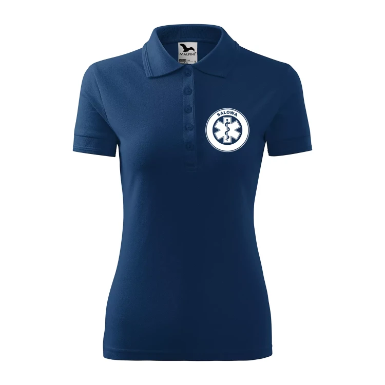 Koszulka damska polo z logo na sercu i plecach z nadrukiem SALOWA logo firmy 200 gm² Pique Polo 210 koszulka polo WSZYSTKIE KOLORY (23).webp