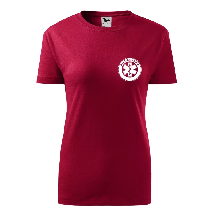 Koszulka damska BASIC 134 medyczna z krótkim rękawem z logo na sercu i plecach z nadrukiem SANITARIUSZKA logo 160 gm² koszulka krótki rękaw WSZYSTKIE KOLORY (13).webp
