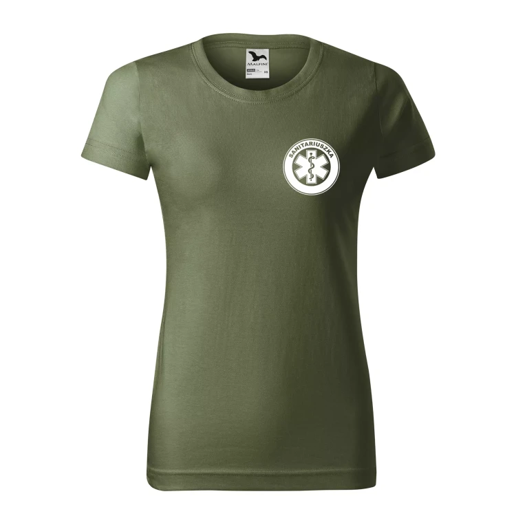 Koszulka damska BASIC 134 medyczna z krótkim rękawem z logo na sercu i plecach z nadrukiem SANITARIUSZKA logo 160 gm² koszulka krótki rękaw WSZYSTKIE KOLORY (18).webp