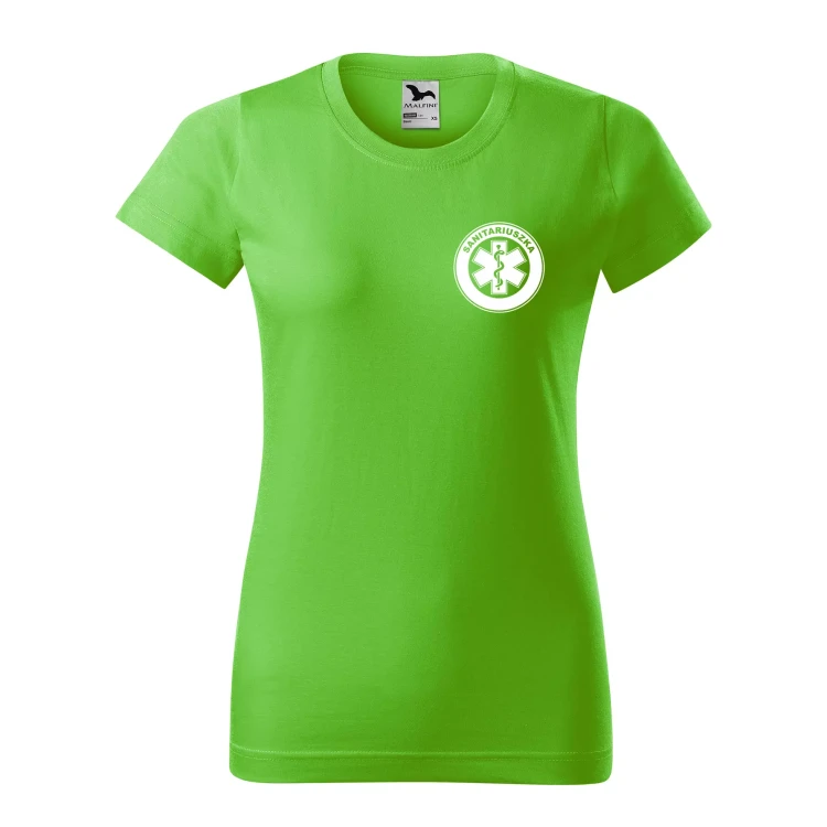 Koszulka damska BASIC 134 medyczna z krótkim rękawem z logo na sercu i plecach z nadrukiem SANITARIUSZKA logo 160 gm² koszulka krótki rękaw WSZYSTKIE KOLORY (22).webp