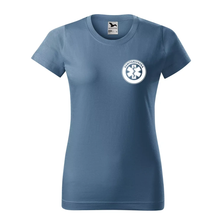 Koszulka damska BASIC 134 medyczna z krótkim rękawem z logo na sercu i plecach z nadrukiem SANITARIUSZKA logo 160 gm² koszulka krótki rękaw WSZYSTKIE KOLORY (28).webp