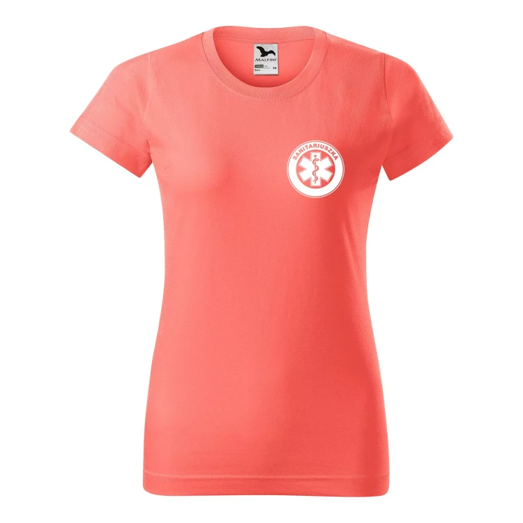 Koszulka damska BASIC 134 medyczna z krótkim rękawem z logo na sercu i plecach z nadrukiem SANITARIUSZKA logo 160 gm² koszulka krótki rękaw WSZYSTKIE KOLORY (33).webp