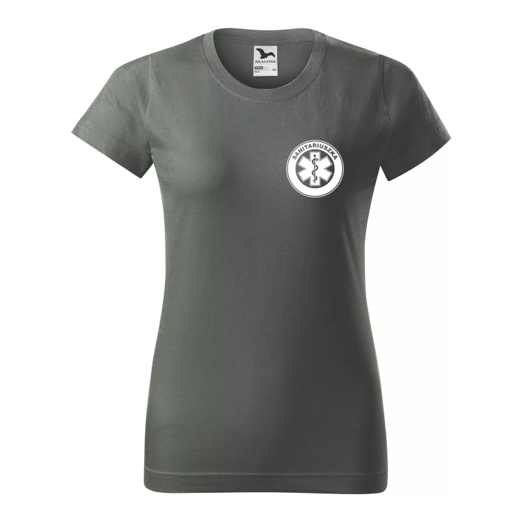 Koszulka damska BASIC 134 medyczna z krótkim rękawem z logo na sercu i plecach z nadrukiem SANITARIUSZKA logo 160 gm² koszulka krótki rękaw WSZYSTKIE KOLORY (34).webp