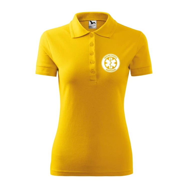 Koszulka damska polo z logo na sercu i plecach z nadrukiem SEKRETARKA MEDYCZNA logo firmy 200 gm² Pique Polo 210 koszulka polo WSZYSTKIE KOLORY (4).webp