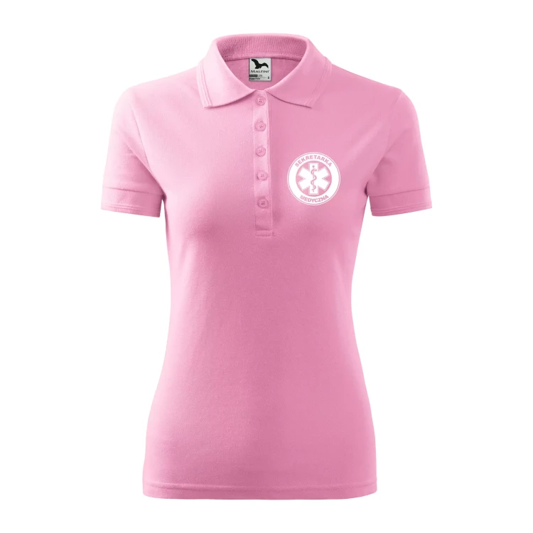 Koszulka damska polo z logo na sercu i plecach z nadrukiem SEKRETARKA MEDYCZNA logo firmy 200 gm² Pique Polo 210 koszulka polo WSZYSTKIE KOLORY (8).webp