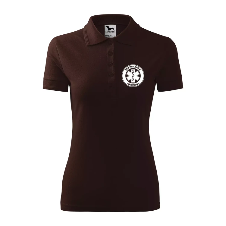 Koszulka damska polo z logo na sercu i plecach z nadrukiem SEKRETARKA MEDYCZNA logo firmy 200 gm² Pique Polo 210 koszulka polo WSZYSTKIE KOLORY (14).webp