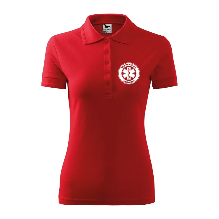 Koszulka damska polo z logo na sercu i plecach z nadrukiem SEKRETARKA MEDYCZNA logo firmy 200 gm² Pique Polo 210 koszulka polo WSZYSTKIE KOLORY (19).webp