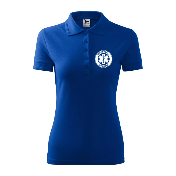 Koszulka damska polo z logo na sercu i plecach z nadrukiem SEKRETARKA MEDYCZNA logo firmy 200 gm² Pique Polo 210 koszulka polo WSZYSTKIE KOLORY (24).webp