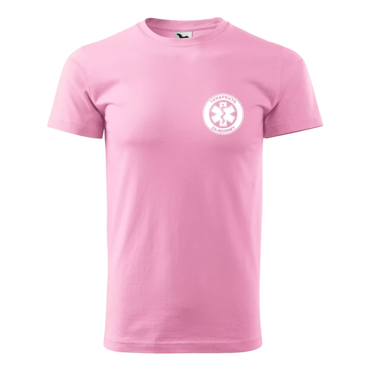 Koszulka z krótkim rękawem z logo na sercu i plecach męska z nadrukiem TERAPEUTA ZAJĘCIOWY 160g BASIC 129 koszulka krótki rękaw WSZYSTKIE KOLORY (5).webp