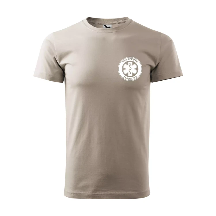 Koszulka z krótkim rękawem z logo na sercu i plecach męska z nadrukiem TERAPEUTA ZAJĘCIOWY 160g BASIC 129 koszulka krótki rękaw WSZYSTKIE KOLORY (12).webp