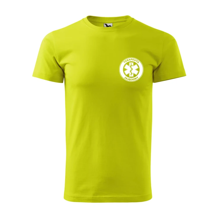 Koszulka z krótkim rękawem z logo na sercu i plecach męska z nadrukiem TERAPEUTA ZAJĘCIOWY 160g BASIC 129 koszulka krótki rękaw WSZYSTKIE KOLORY (13).webp