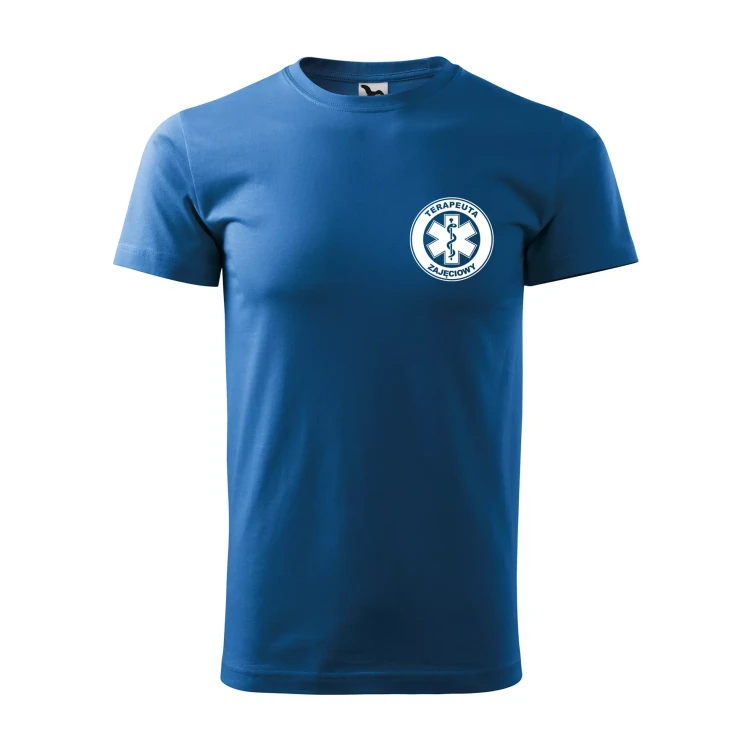 Koszulka z krótkim rękawem z logo na sercu i plecach męska z nadrukiem TERAPEUTA ZAJĘCIOWY 160g BASIC 129 koszulka krótki rękaw WSZYSTKIE KOLORY (14).webp