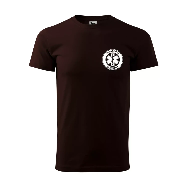 Koszulka z krótkim rękawem z logo na sercu i plecach męska z nadrukiem TERAPEUTA ZAJĘCIOWY 160g BASIC 129 koszulka krótki rękaw WSZYSTKIE KOLORY (16).webp