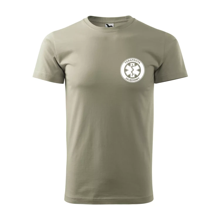 Koszulka z krótkim rękawem z logo na sercu i plecach męska z nadrukiem TERAPEUTA ZAJĘCIOWY 160g BASIC 129 koszulka krótki rękaw WSZYSTKIE KOLORY (17).webp