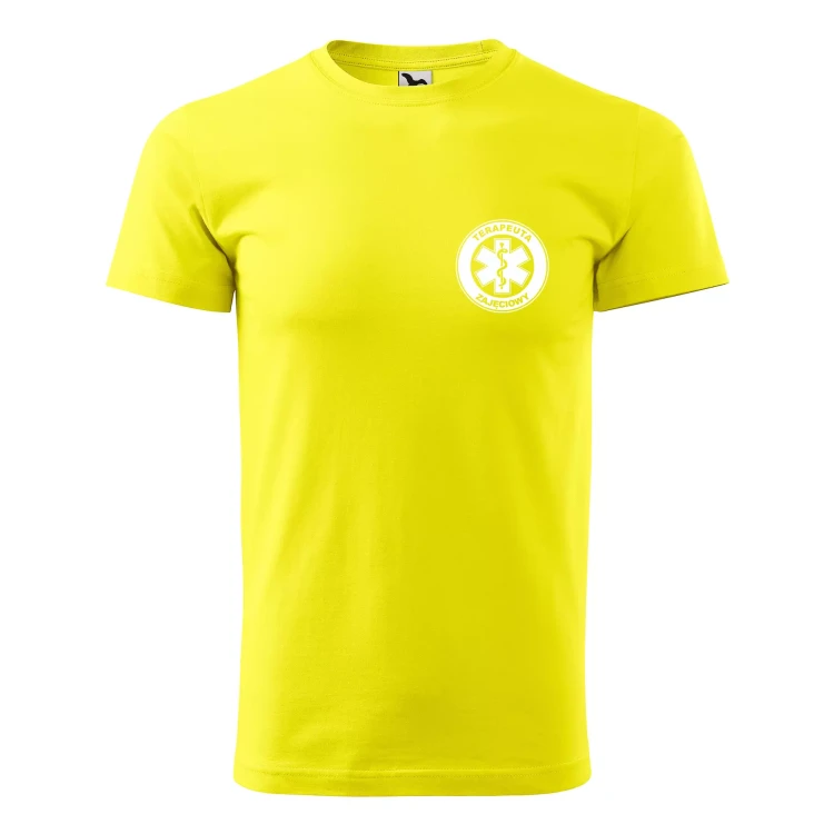 Koszulka z krótkim rękawem z logo na sercu i plecach męska z nadrukiem TERAPEUTA ZAJĘCIOWY 160g BASIC 129 koszulka krótki rękaw WSZYSTKIE KOLORY (28).webp