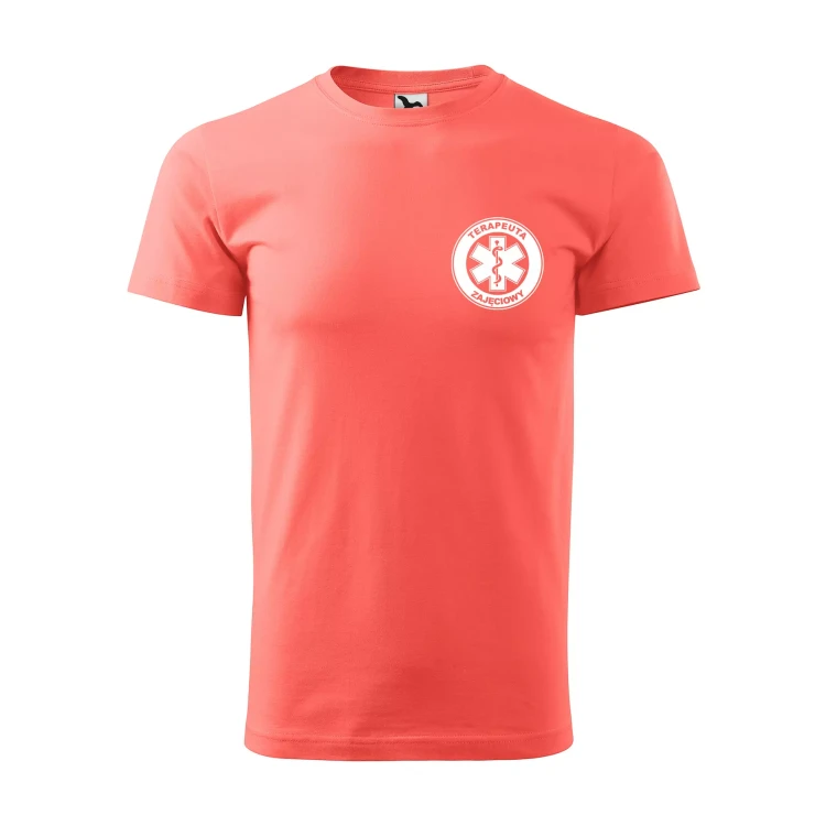 Koszulka z krótkim rękawem z logo na sercu i plecach męska z nadrukiem TERAPEUTA ZAJĘCIOWY 160g BASIC 129 koszulka krótki rękaw WSZYSTKIE KOLORY (29).webp