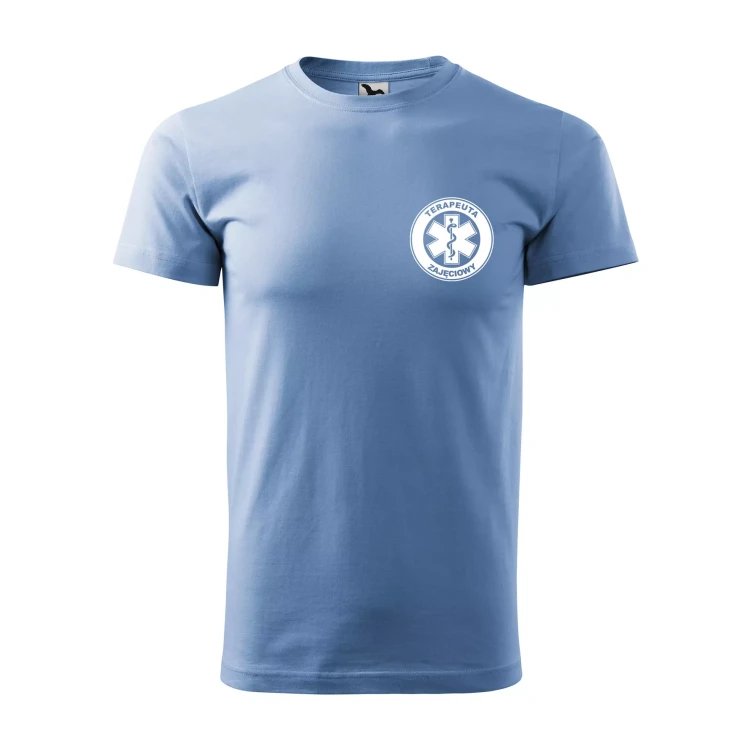 Koszulka z krótkim rękawem z logo na sercu i plecach męska z nadrukiem TERAPEUTA ZAJĘCIOWY 160g BASIC 129 koszulka krótki rękaw WSZYSTKIE KOLORY (34).webp