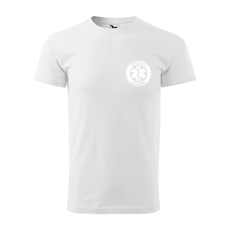 Koszulka z krótkim rękawem z logo na sercu i plecach męska z nadrukiem TERAPEUTA ZAJĘCIOWY 160g BASIC 129 koszulka krótki rękaw WSZYSTKIE KOLORY (35).webp