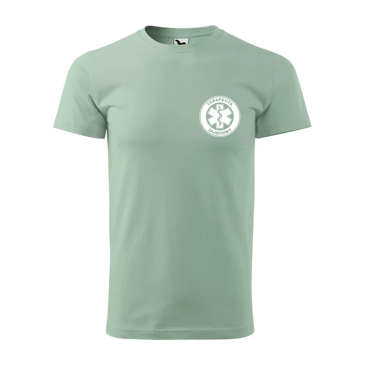 Koszulka z krótkim rękawem z logo na sercu i plecach męska z nadrukiem TERAPEUTA ZAJĘCIOWY 160g BASIC 129 koszulka krótki rękaw WSZYSTKIE KOLORY (38).webp