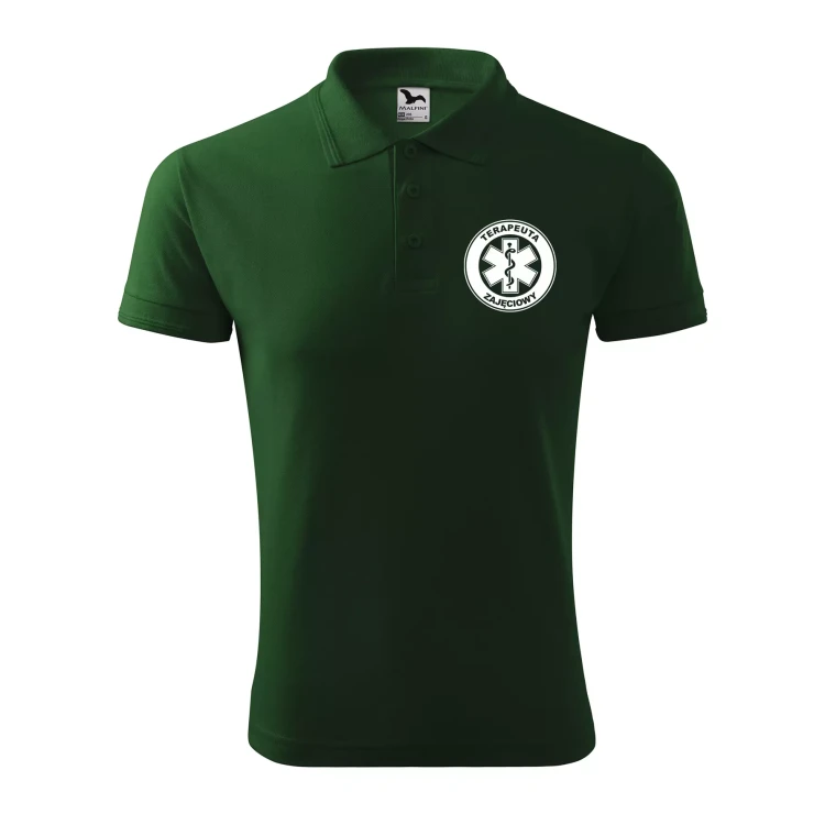 Koszulka polo męska z logo na sercu i plecach z nadrukiem TERAPEUTA ZAJĘCIOWY 200g Pique Polo 203 koszulka polo WSZYSTKIE KOLORY (5).webp