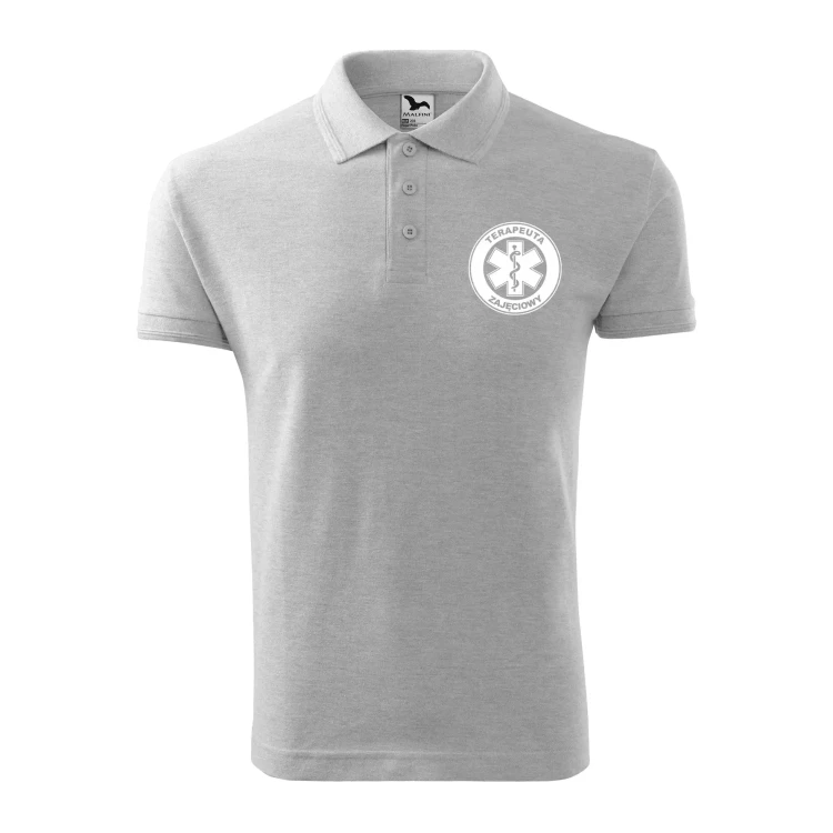 Koszulka polo męska z logo na sercu i plecach z nadrukiem TERAPEUTA ZAJĘCIOWY 200g Pique Polo 203 koszulka polo WSZYSTKIE KOLORY (15).webp
