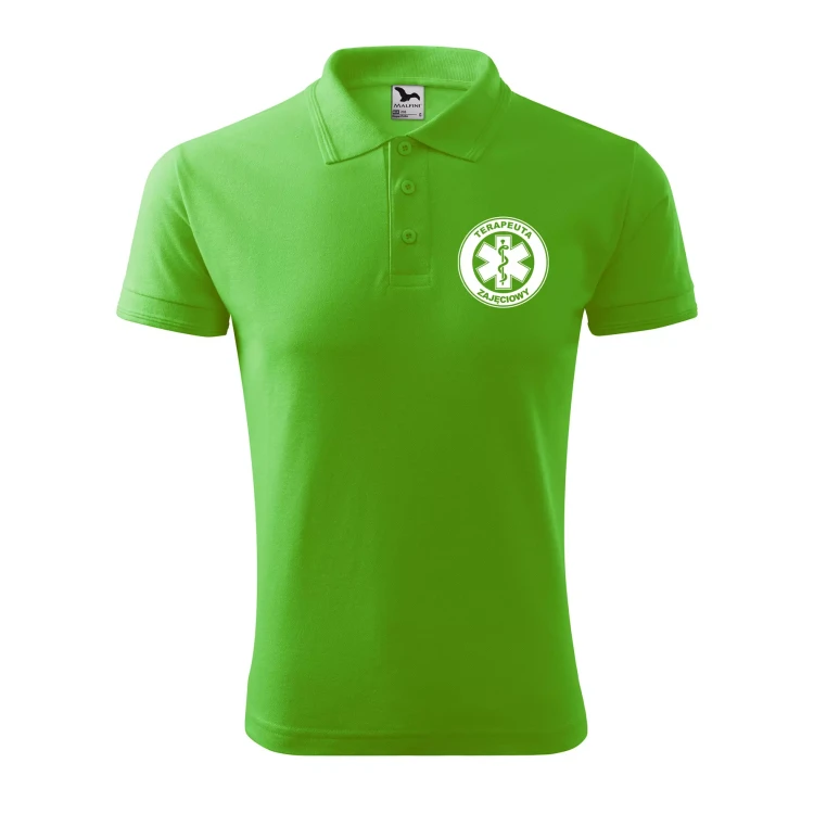 Koszulka polo męska z logo na sercu i plecach z nadrukiem TERAPEUTA ZAJĘCIOWY 200g Pique Polo 203 koszulka polo WSZYSTKIE KOLORY (17).webp