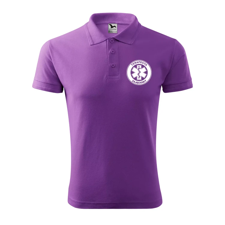 Koszulka polo męska z logo na sercu i plecach z nadrukiem TERAPEUTA ZAJĘCIOWY 200g Pique Polo 203 koszulka polo WSZYSTKIE KOLORY (19).webp