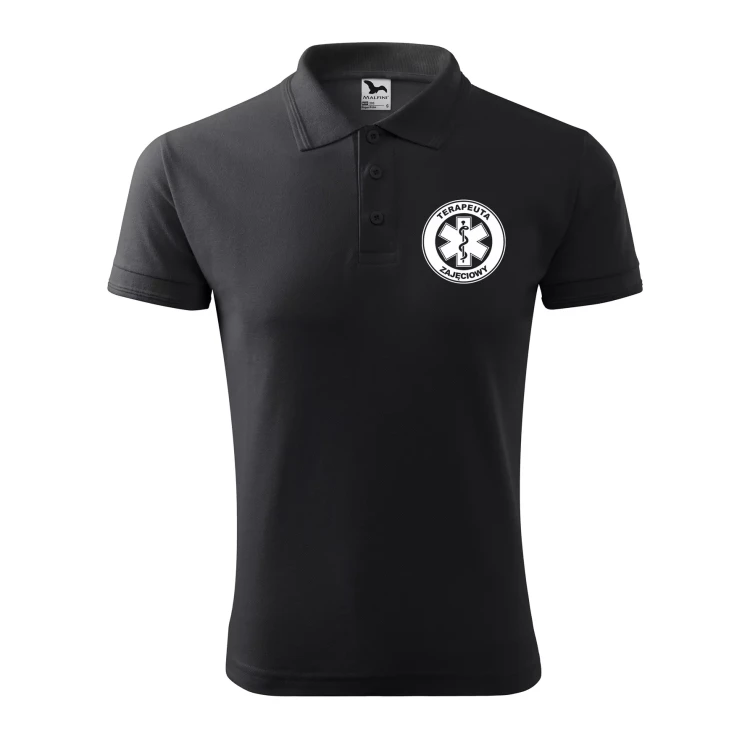 Koszulka polo męska z logo na sercu i plecach z nadrukiem TERAPEUTA ZAJĘCIOWY 200g Pique Polo 203 koszulka polo WSZYSTKIE KOLORY (20).webp