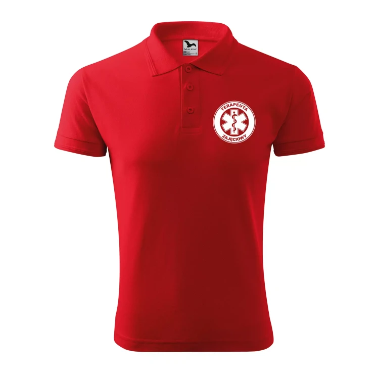 Koszulka polo męska z logo na sercu i plecach z nadrukiem TERAPEUTA ZAJĘCIOWY 200g Pique Polo 203 koszulka polo WSZYSTKIE KOLORY (21).webp