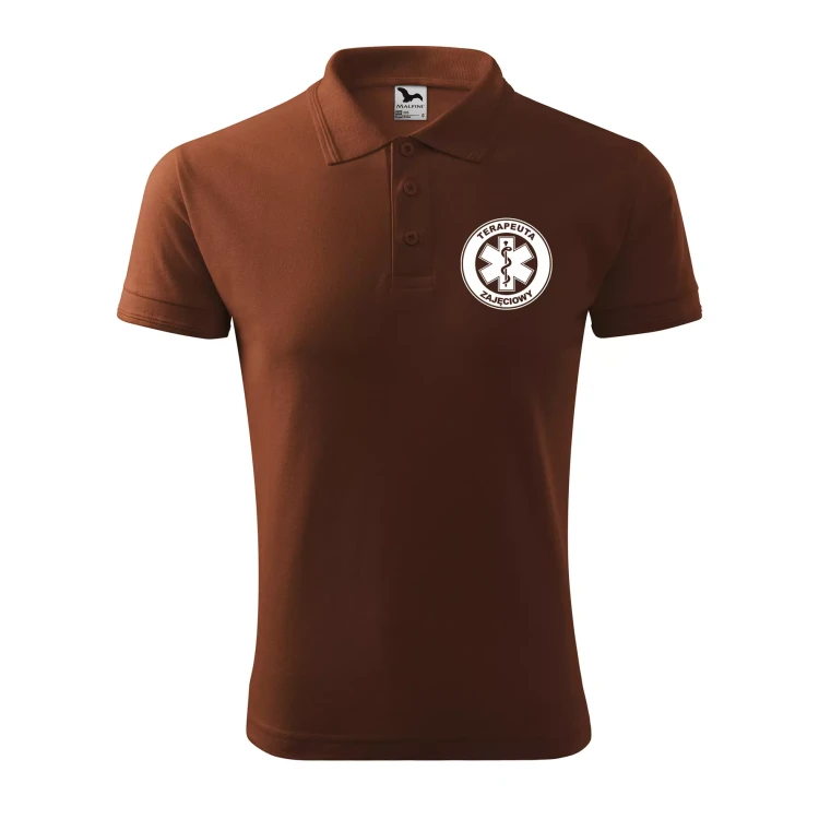 Koszulka polo męska z logo na sercu i plecach z nadrukiem TERAPEUTA ZAJĘCIOWY 200g Pique Polo 203 koszulka polo WSZYSTKIE KOLORY (23).webp