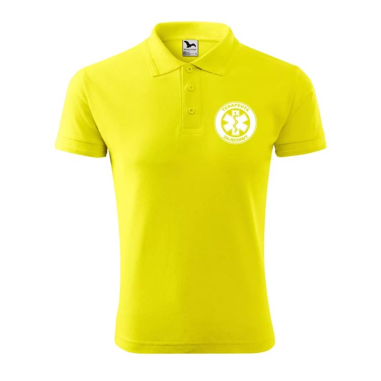 Koszulka polo męska z logo na sercu i plecach z nadrukiem TERAPEUTA ZAJĘCIOWY 200g Pique Polo 203 koszulka polo WSZYSTKIE KOLORY (25).webp