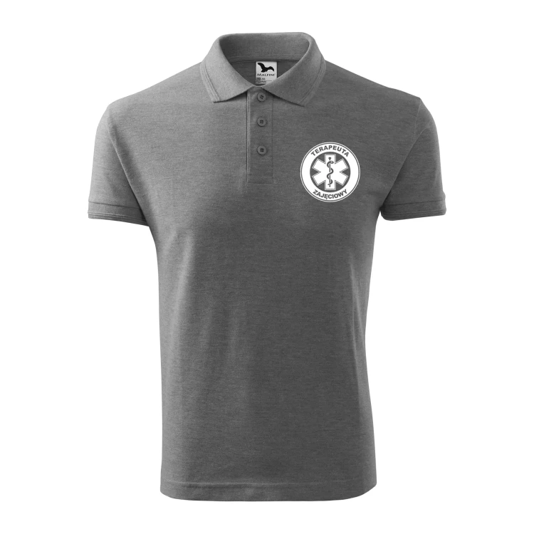 Koszulka polo męska z logo na sercu i plecach z nadrukiem TERAPEUTA ZAJĘCIOWY 200g Pique Polo 203 koszulka polo WSZYSTKIE KOLORY (28).webp