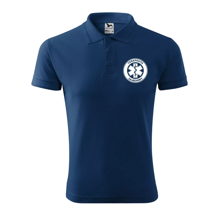 Koszulka polo męska z logo na sercu i plecach z nadrukiem TERAPEUTA ZAJĘCIOWY 200g Pique Polo 203 koszulka polo WSZYSTKIE KOLORY (29).webp
