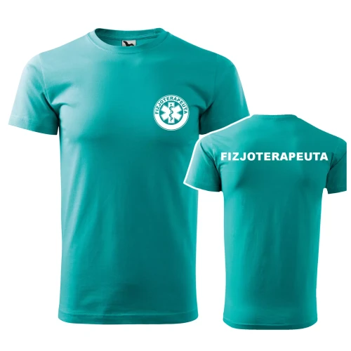 Koszulka z krótkim rękawem z logo na sercu i plecach męska z nadrukiem FIZJOTERAPEUTA 160g BASIC 129 koszulka krótki rękaw WSZYSTKIE KOLORY (7).webp