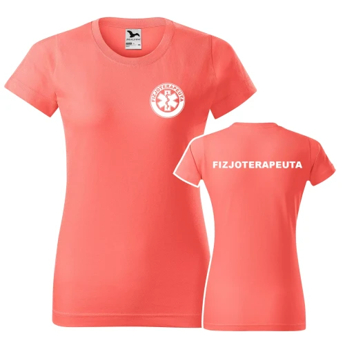 Koszulka damska BASIC 134 medyczna z krótkim rękawem z logo na sercu i plecach z nadrukiem FIZJOTERAPEUTA logo 160 gm² koszulka krótki rękaw WSZYSTKIE KOLORY (1).webp
