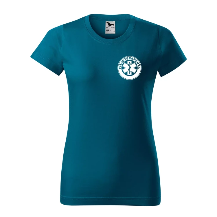 Koszulka damska BASIC 134 medyczna z krótkim rękawem z logo na sercu i plecach z nadrukiem FIZJOTERAPEUTA logo 160 gm² koszulka krótki rękaw WSZYSTKIE KOLO (11).webp