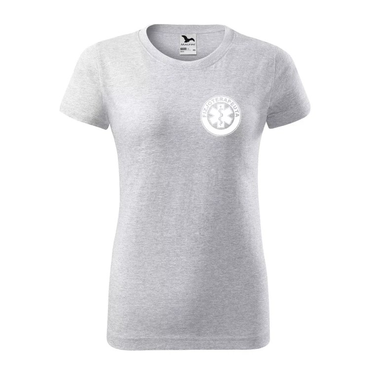 Koszulka damska BASIC 134 medyczna z krótkim rękawem z logo na sercu i plecach z nadrukiem FIZJOTERAPEUTA logo 160 gm² koszulka krótki rękaw WSZYSTKIE KOLO (21).webp