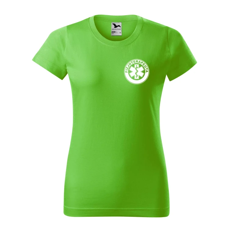 Koszulka damska BASIC 134 medyczna z krótkim rękawem z logo na sercu i plecach z nadrukiem FIZJOTERAPEUTA logo 160 gm² koszulka krótki rękaw WSZYSTKIE KOLO (22).webp