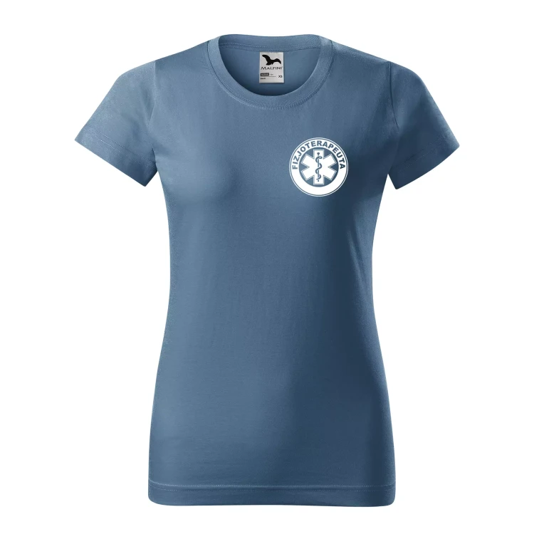 Koszulka damska BASIC 134 medyczna z krótkim rękawem z logo na sercu i plecach z nadrukiem FIZJOTERAPEUTA logo 160 gm² koszulka krótki rękaw WSZYSTKIE KOLO (28).webp